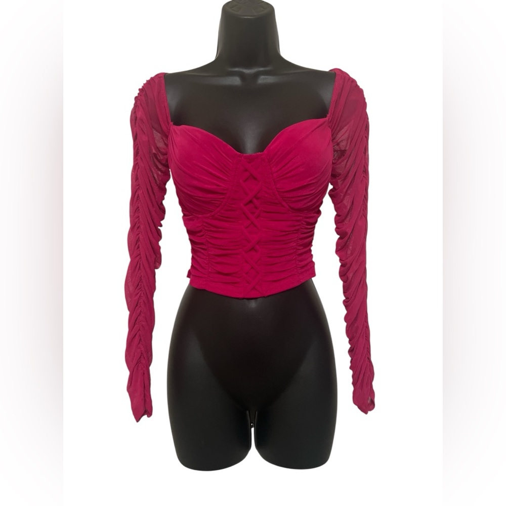 Windsor Pink Corset Ruched Top Size Large Y2K BTS